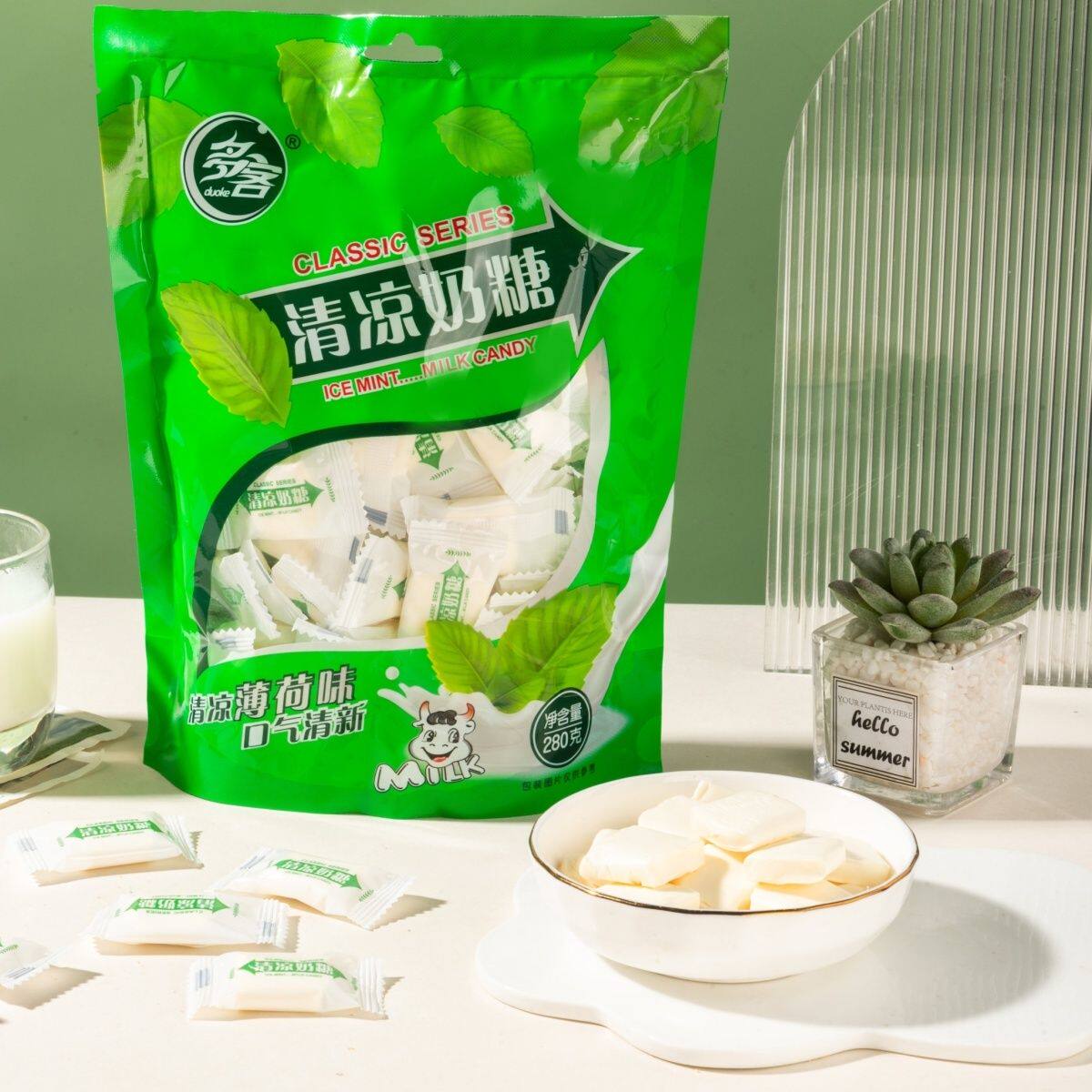 多客薄荷清凉奶糖薄荷味冰凉清爽奶片糖果软糖儿童零食牙膏糖网红