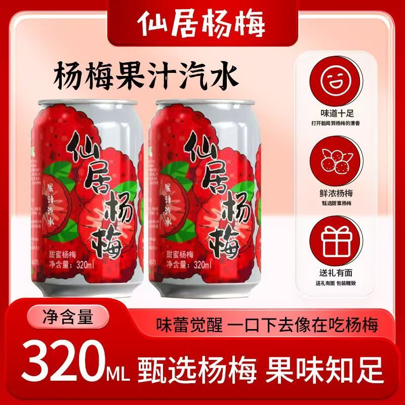 仙居杨梅果汁汽水0糖0脂0卡夏日冰镇酸甜解渴清爽气泡饮品整箱装