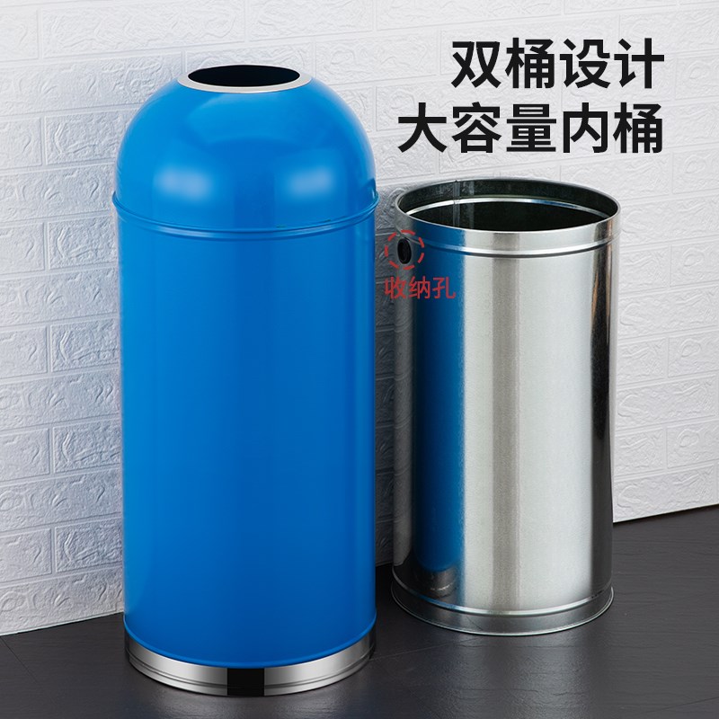垃圾桶子弹头商用大容量大号不锈钢圆形无盖创意商场奶茶店咖啡厅