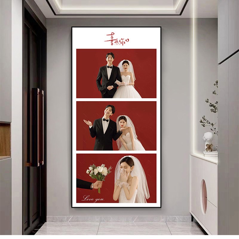 定制多宫格婚纱照相框放大挂墙影楼高端结婚洗照片精修定制玄关画