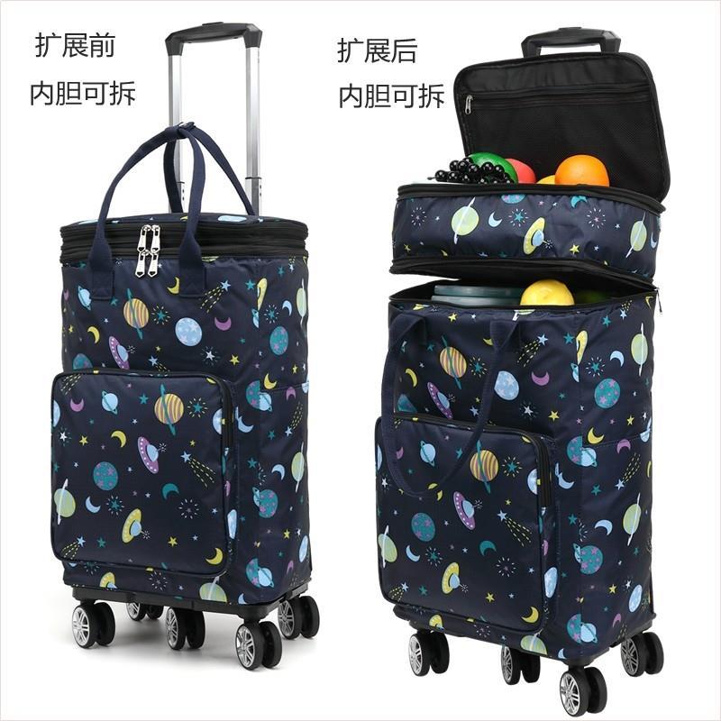 家用大容量保温购物袋买菜小推车手拉车便携折叠拉杆万向轮购物车