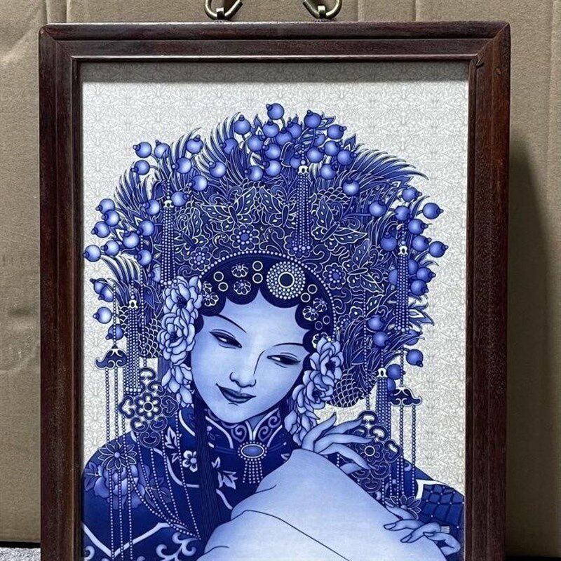 特价清仓处理一批实木民国时期景德镇瓷板画老式画怀旧墙壁装饰品