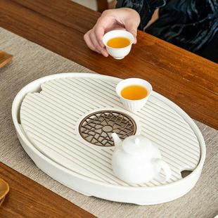 晟窑陶瓷茶盘小型家用轻奢简约茶台茶具托盘储排水双用干泡台茶海
