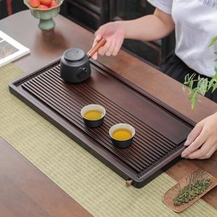 功夫茶托盘整块中式 竹制茶盘家用排水式 茶台茶海干泡盘竹木茶盘