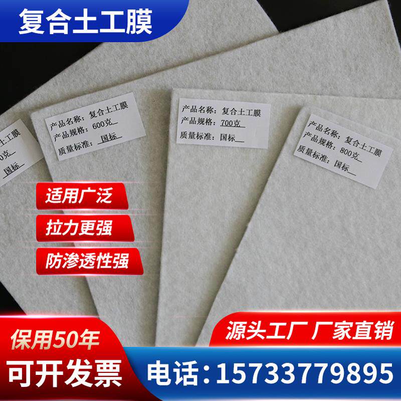 加厚复合土工膜防水布防渗膜PE鱼塘河道护坡蓄水池两布一膜土工布
