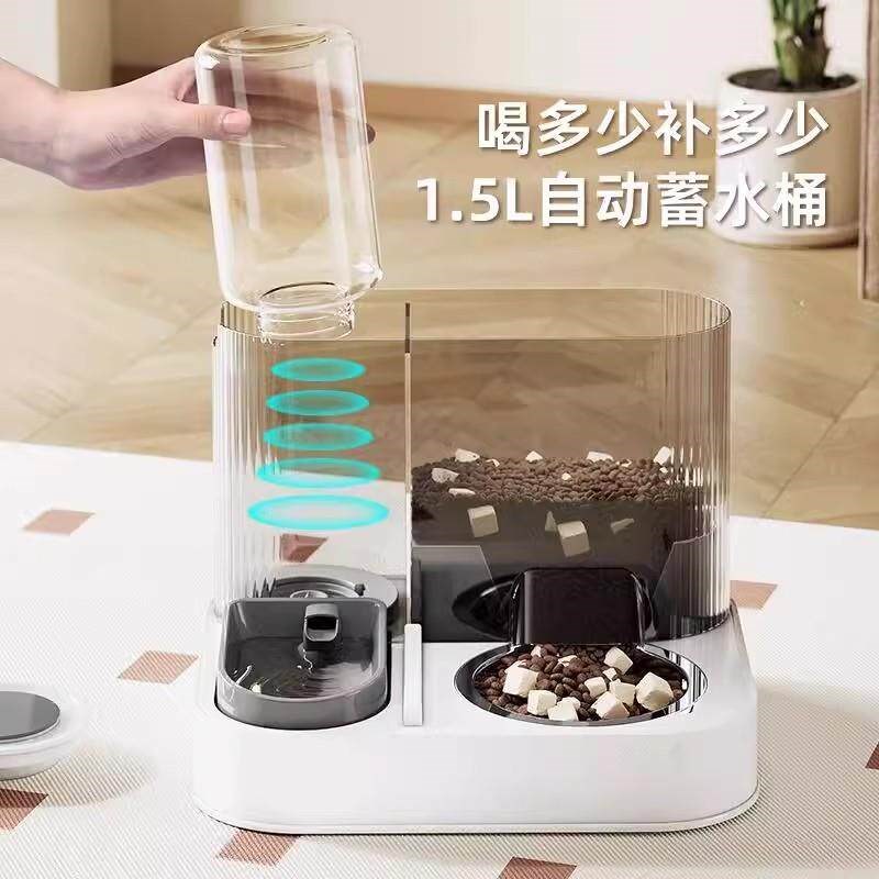 自动喂食器猫大容量猫碗狗碗自动喂食喂水All不插电水盆不锈钢