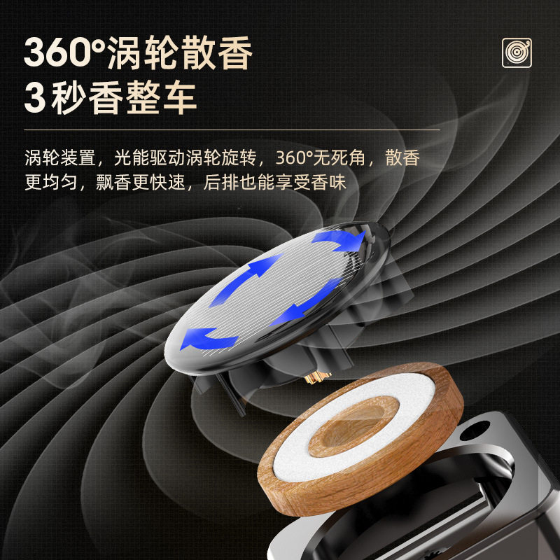 太阳能车载香薰复古唱片机香水摆件高档汽车内饰品持久淡香氛除味