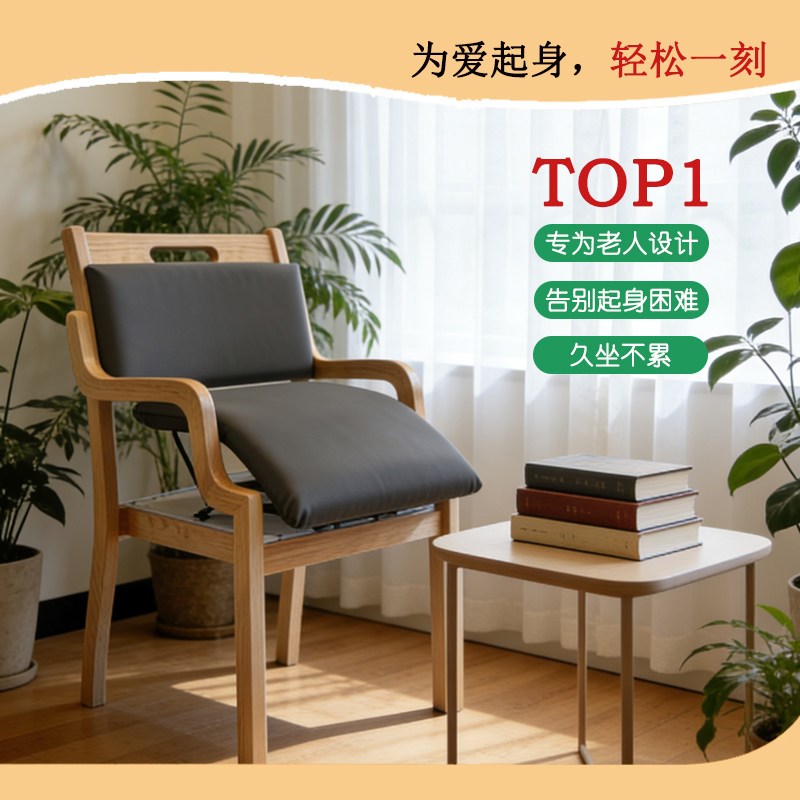 蓝雨嘉助力助起座椅老人辅助起身实木扶手椅照顾老人助站护腰椅子