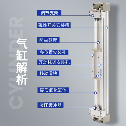 热销MY1B可调精密薄型直线滑台高速磁偶带缓冲导轨机械接合式无杆