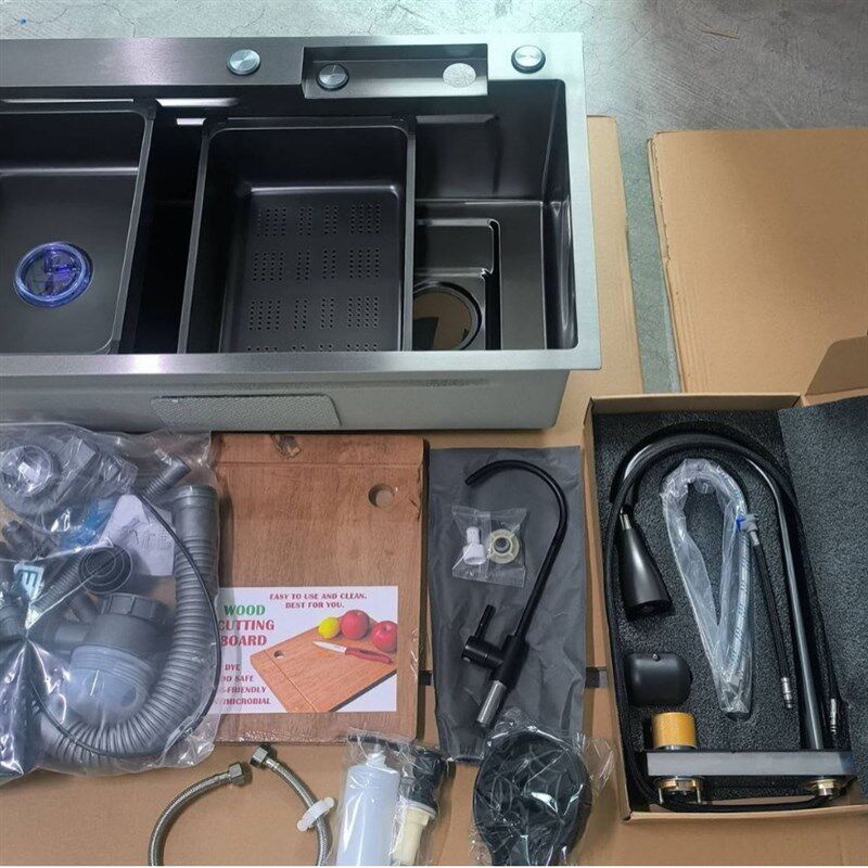 热销飞雨不锈钢水槽家用大单槽黑色纳米厨房洗碗盆洗菜池台控下水