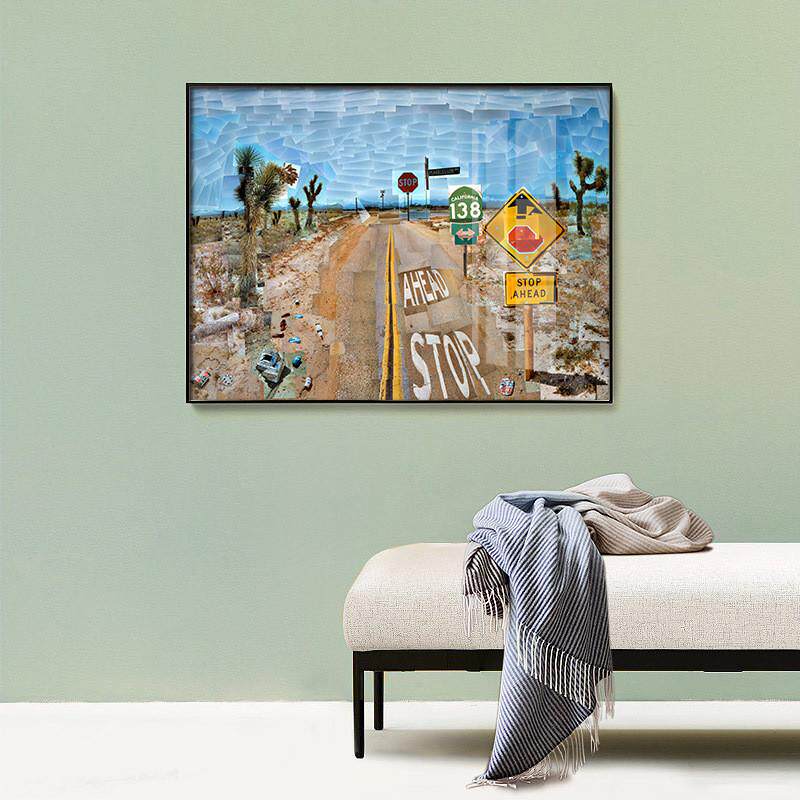 热销横版霍克尼公路装饰画客厅大幅墙面玄关过道餐厅包间书房抽象