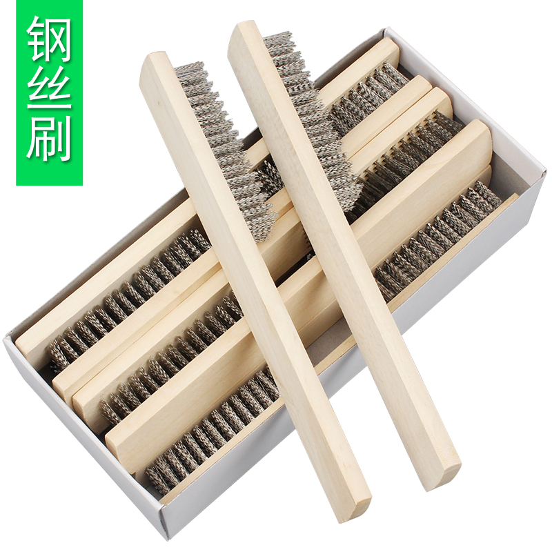 热销木柄文玩钢丝刷金刚菩提清理铜丝刷子文玩清洁不锈钢刷纯铜除