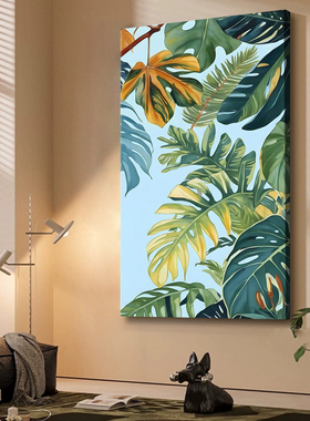 小清新植物装饰画东南亚艺术热带雨林挂画绿植芭蕉叶客厅绿意壁画