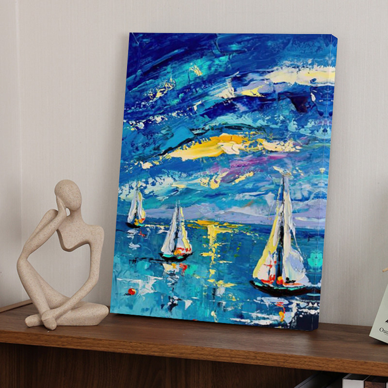 帆船海上风景客厅无框画手绘油画感抽象艺术挂画卧室柜台装饰摆件,家居饰品,现代装饰画,淘宝优惠券,粉丝福利购,淘宝优惠卷