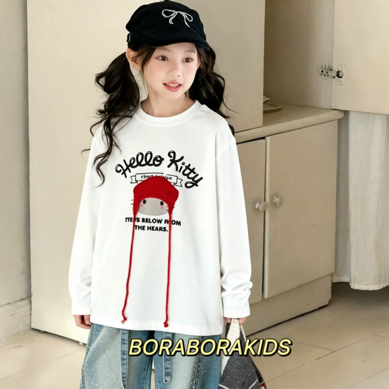 波拉实体店儿童装女生春装初中生打底衫洋气亲子装上衣长袖T恤