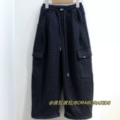 格子裤 实体店儿童装 加绒裤 子工装 男生女孩冬款 中大奥粒绒直筒卫裤