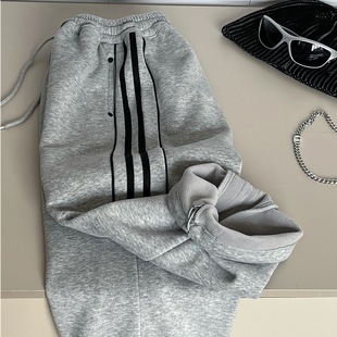 童装波拉冬季bora童裤儿童加绒针织裤子韩版男童镶条柔软加厚长裤