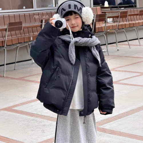 拉冬季儿童冲锋衣羽绒服bora男女童户外加厚工装连帽夹克压胶外套