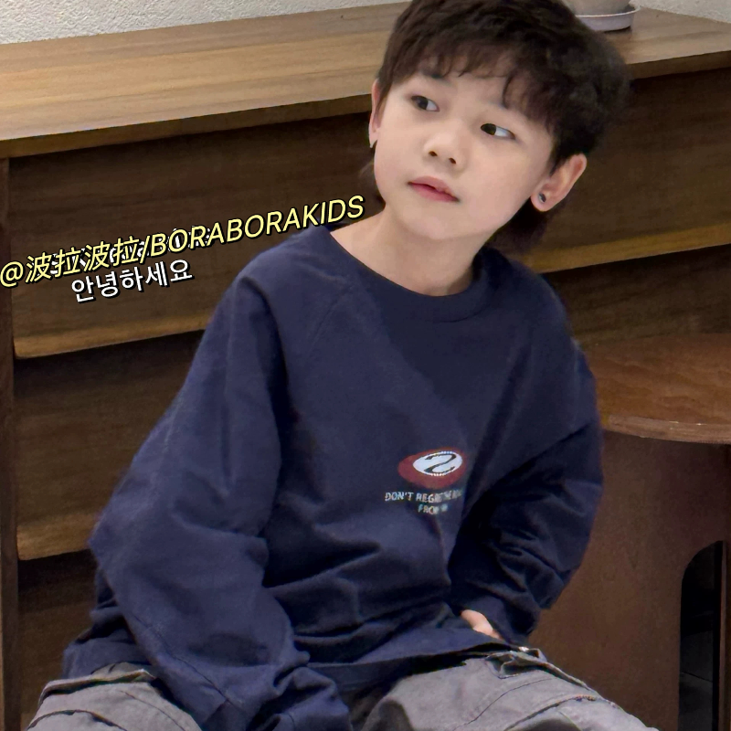 波拉实体店儿童装春季款打底衫中大童青少年男生女孩街舞长袖T恤