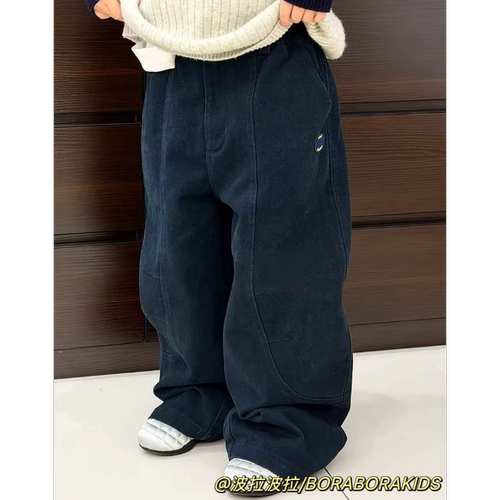 波拉bora儿童装女孩卫裤中大青少年休闲裤秋季款男生工装裤弯刀裤