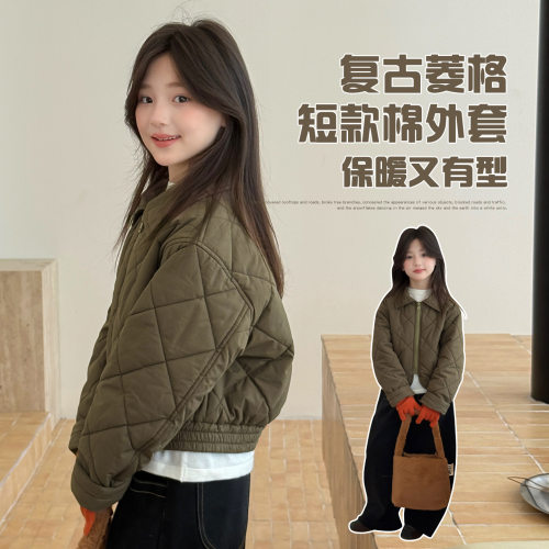 波拉男孩女童棉服冬季bora女生保暖中大童棉袄儿童冬装夹棉外套
