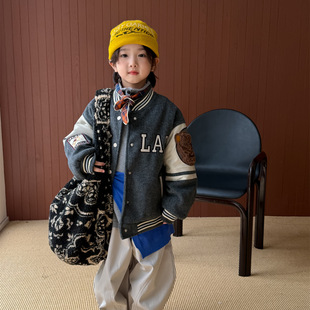 店儿童装童装男童外套波拉秋冬bora韩版棒球服加厚外套儿童外衣潮