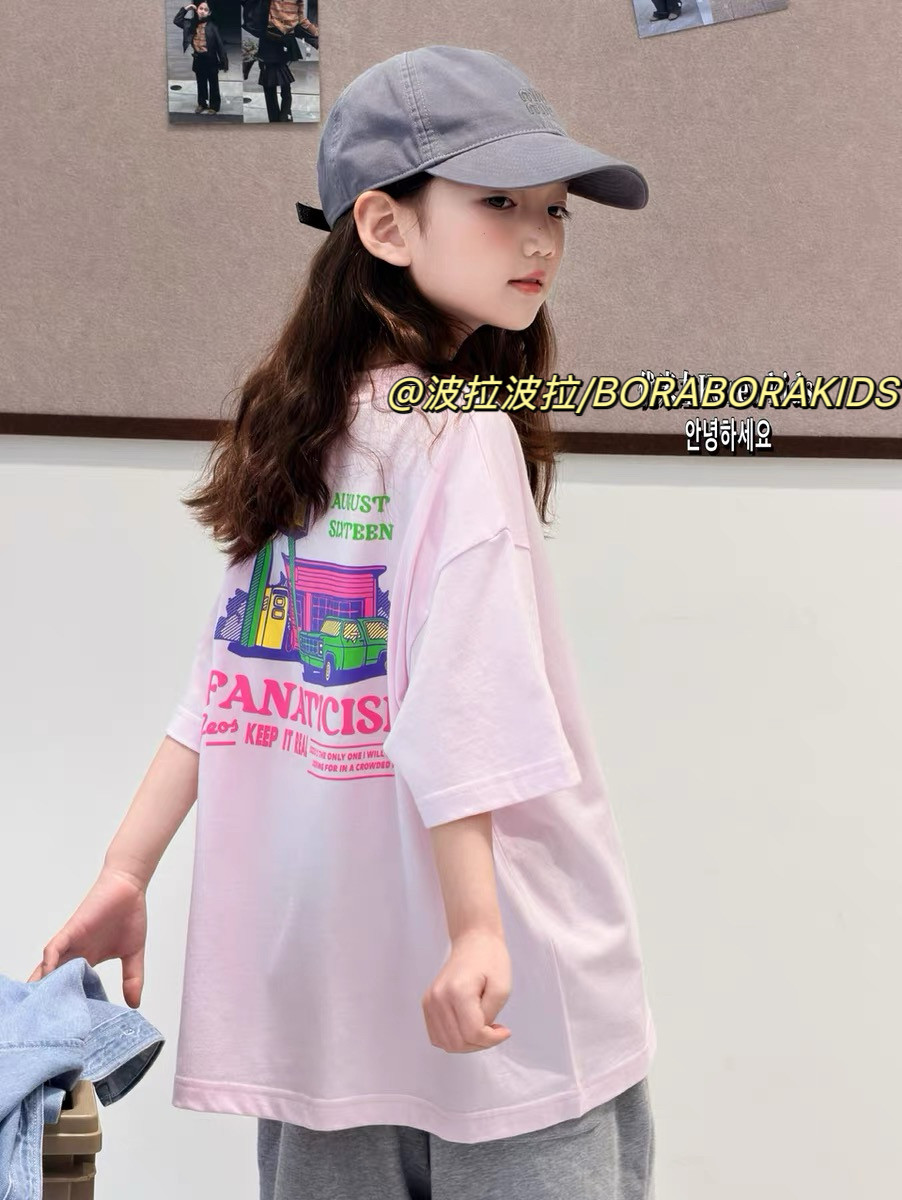 波拉实体店儿童装男生女孩夏季亲子中大童青少年街舞上衣短袖T恤