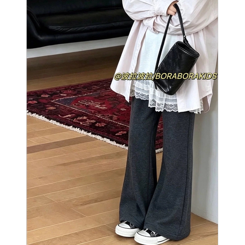波拉bora儿童装女孩童裤子秋季款中大童青少年长裤微喇叭裤休闲裤