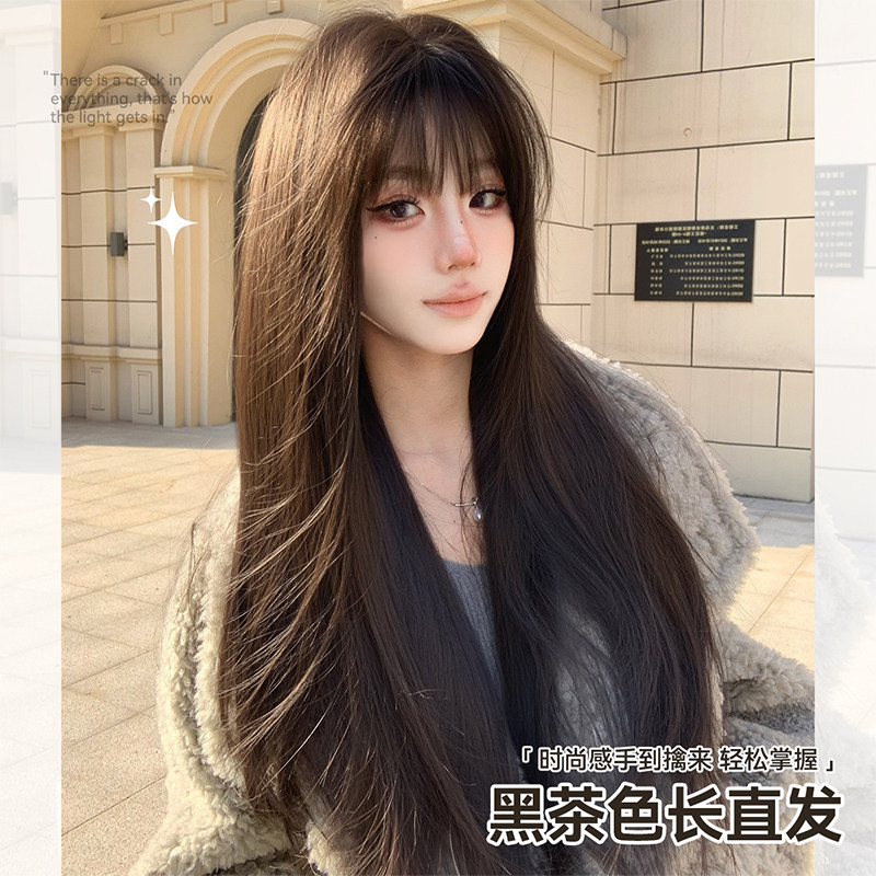【川上富江】假发女日常自然齐刘海长直发女甜美可爱减龄假发头套