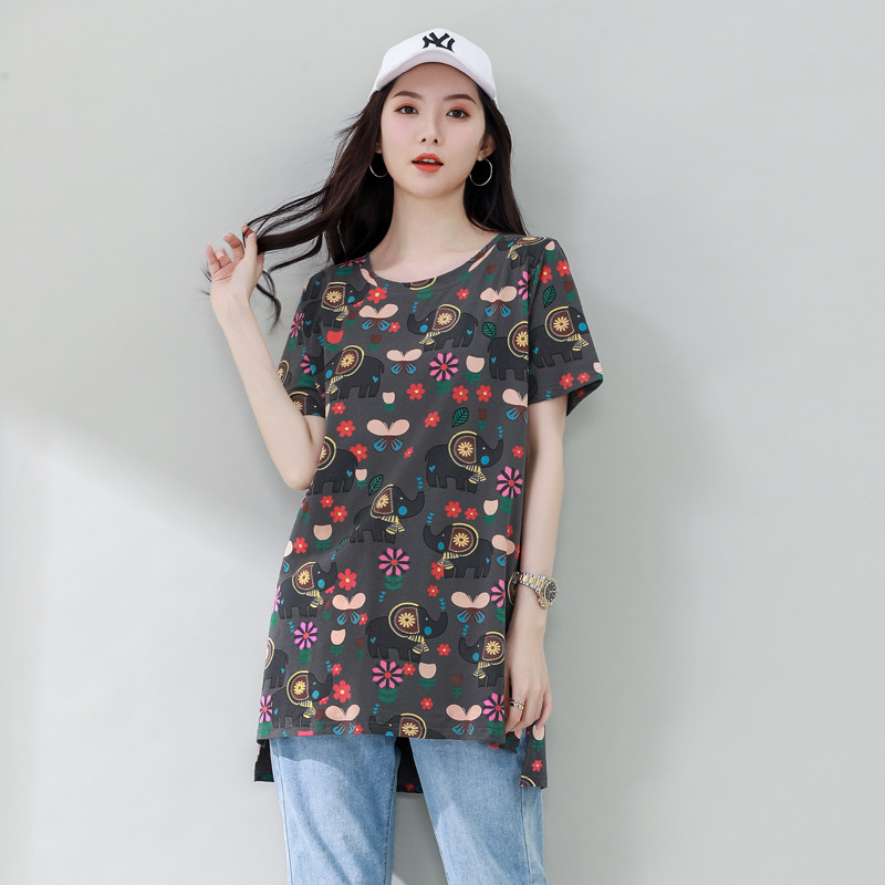 大码女装2021夏季新款胖妹妹宽松显瘦T恤胖Pmm时尚休闲短袖上衣