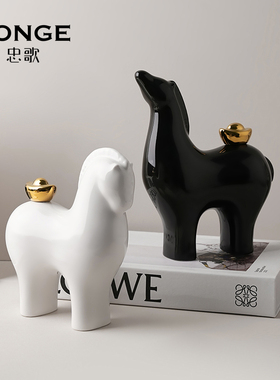 马上有钱摆件家居饰品客厅酒柜办公室装饰乔迁新居礼品陶瓷工艺品