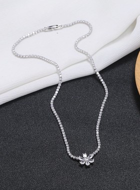 韩国高档闪亮水晶锆石项链女百搭短款锁骨链网红时尚气质吊坠饰品