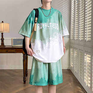 体恤衫 渐变色短袖 初高中学生凉感半袖 冰丝五分袖 t恤男青少年夏季