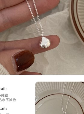 实心豆豆纯银项链女高级设计感小众简约百搭冷淡风气质锁骨链