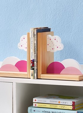 可爱书立桌面书桌摆件家居装饰品儿童房卡通卧室摆台木质书靠书挡