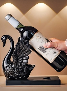 天鹅红酒架摆件轻奢高档客厅家居酒柜玄关餐边柜电视柜创意装饰品