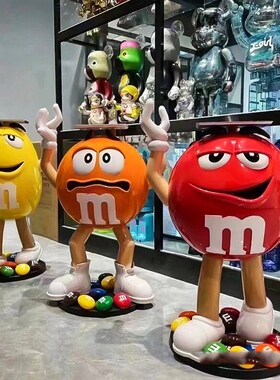 卡通网红mm豆人公仔客厅电视柜入户门装饰乔迁送礼托盘落地大摆件