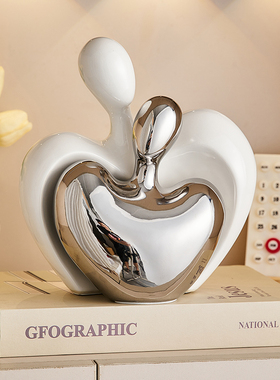 艺术陶瓷情侣人物摆件酒店网红民宿前台接待台装饰软装高级感小众