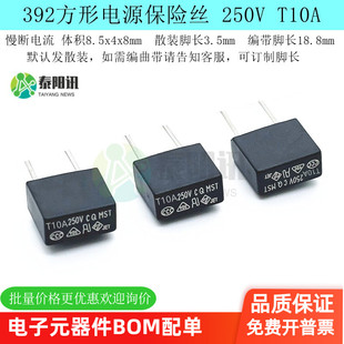 T10A 392方形电源保险丝 250V T10A慢断电流 0804 黑色塑封保险丝