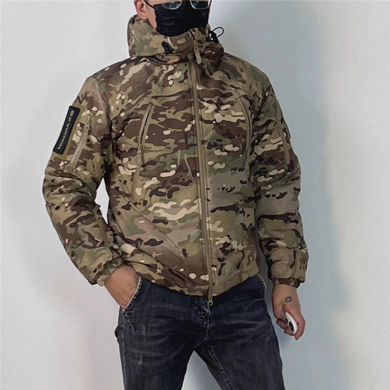 冬新款户外战术棉服男士防风防水冲锋衣连帽外套迷彩夹克登山保暖
