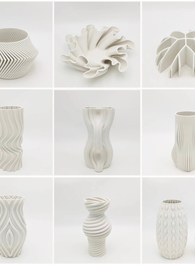 现代简约白色陶瓷艺术桌面摆件样板间售楼处客厅餐厅玄关处装饰品