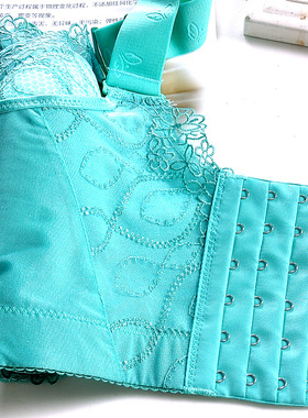 6排扣无钢圈大码薄款内衣女调整型聚拢收副乳大胸显小文胸191