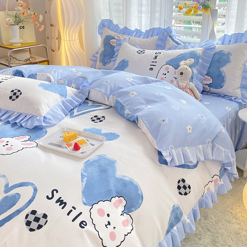 韩版式田园公主风4四件套全棉斜纹少女单双人被套床单床裙款