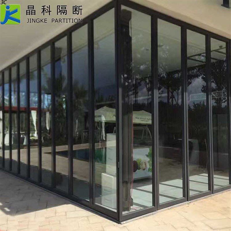 晶科办公室玻璃隔断墙 活动折叠屏风隔断 移动推拉浴室玻璃隔断