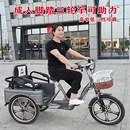 老年脚蹬助力三轮车成人脚踏电动自行车老人代步接送孩子客货二用