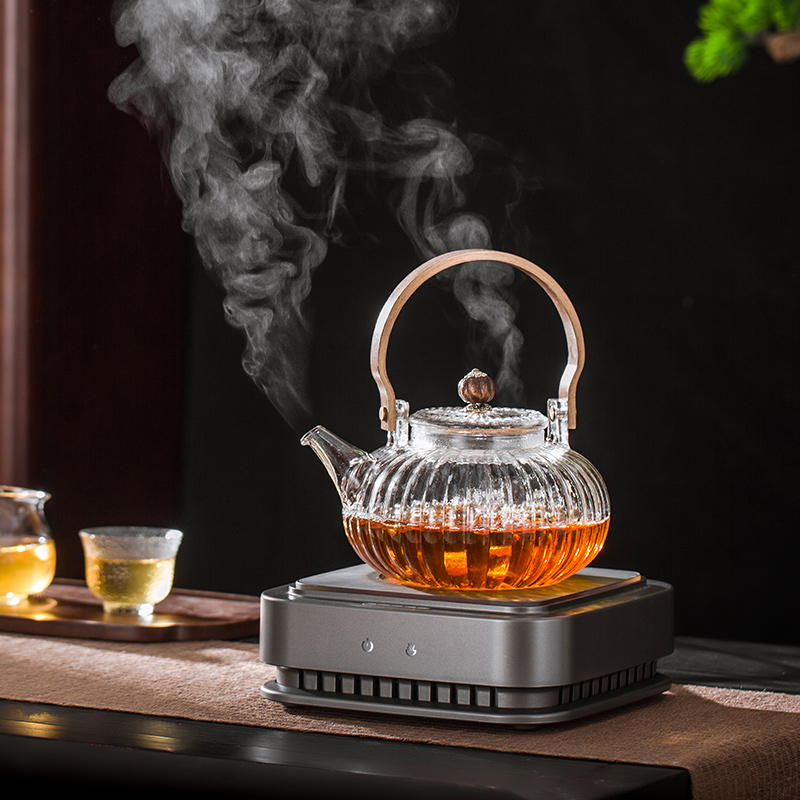 弘龙德茗堂电陶炉蒸茶器小型家用烧水泡茶玻璃煮茶壶茶炉套装