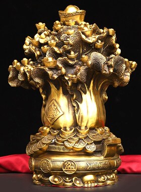 纯铜小号白菜聚宝盆存钱罐钱树发财树大号元宝树招财树工艺品摆件