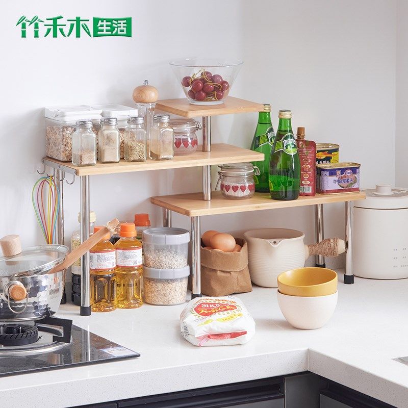 置物架厨房墙角调味罐收纳架台面转角多功能架子办公桌面置物架子