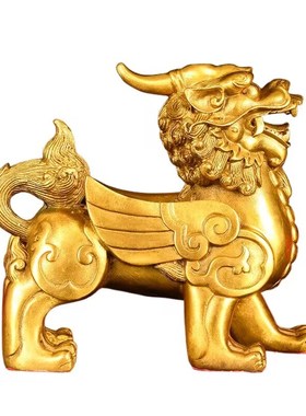 全铜貔貅公母一对摆件客厅玄关装品饰办公室工艺品皮休中式送礼