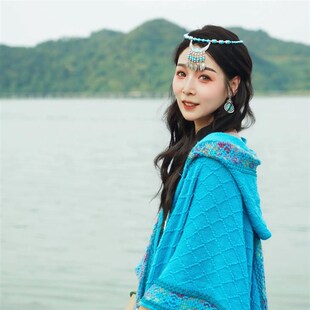 民族风披肩外搭大理丽江旅游斗篷拍照围巾女云南青海草原连帽披风